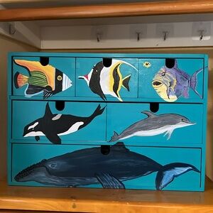 Hand painted multi drawer wood box
